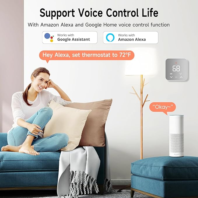 Smart Thermostat for House, WiFi Programmable Thermostat, Compatible - Image 5