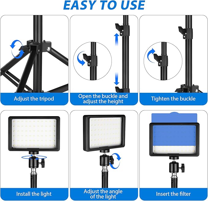 LED Photo Video Light 3-Pack, Ci-Fotto Dimmable 5600K USB LED Continuous Light - Image 6