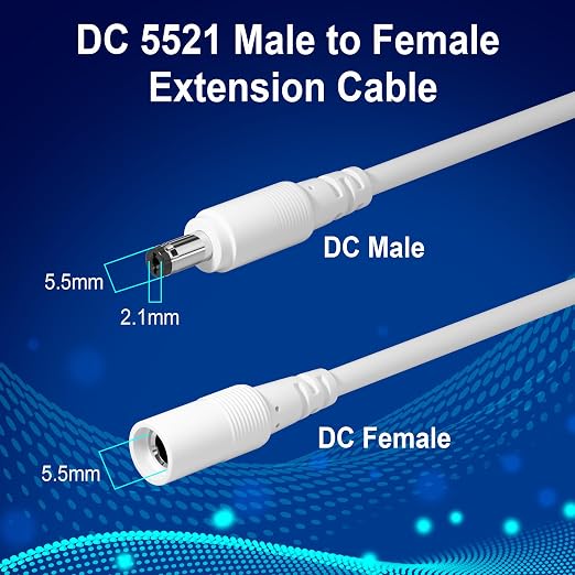 12V DC Power Extension Cable 35 FT, 5.5 mm x 2.1 mm 5521 Male to Female Supply - Image 2