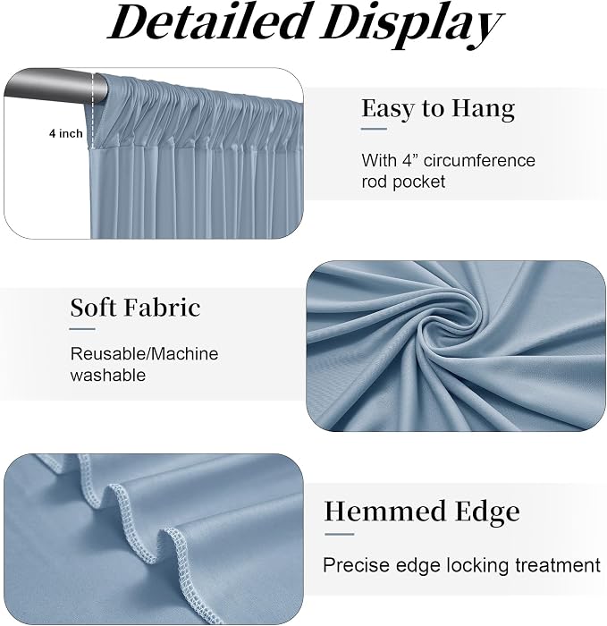 12ft x 10ft Dusty Blue Backdrop Curtains - Image 5