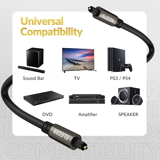 Elecan Optical Audio Cable 50 Ft Digital Audio Toslink Cable Cord-Fiber - Image 6
