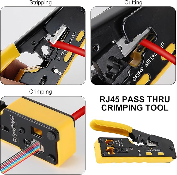 RJ45 Crimping Tool Ethernet Crimp All-In-One Modular Ethernet Crimper - Image 4