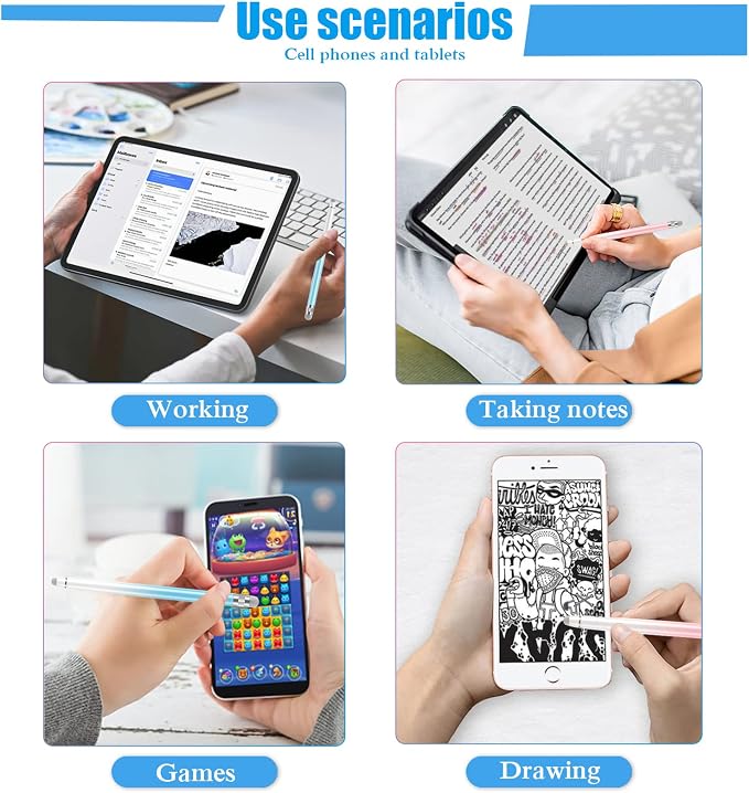 Bopomofo 2PCS Stylus Pens for Touch Screens, Stylus Pen for iPhone/iPad/Tablet - Image 8