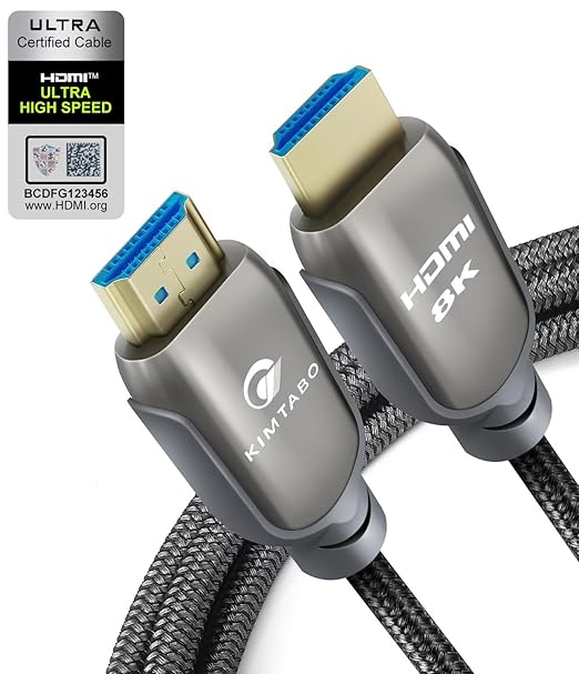 8K HDMI 2.1 Cable 10ft 48Gbps, Ultra High Speed HDMI Cable, 4K HD 120Hz 144Hz by KIMTABO