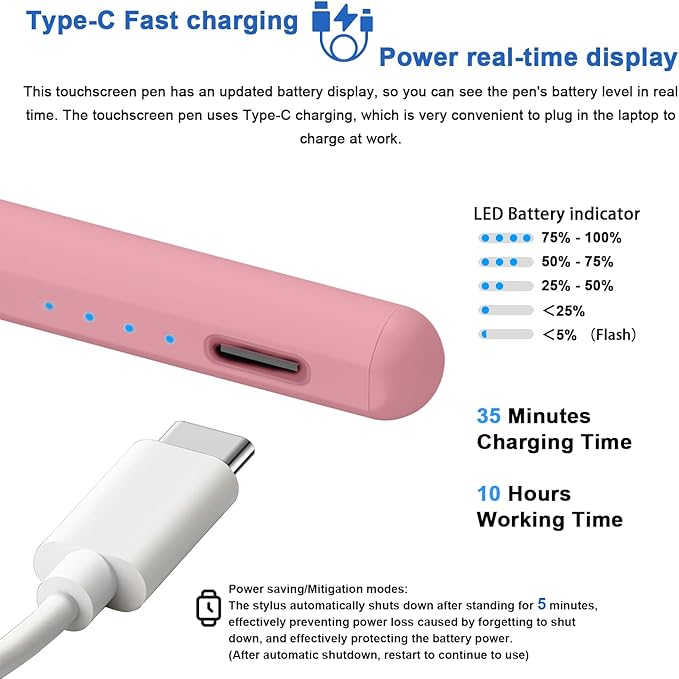Stylus Pens for Touch Screens Power-Display Tablet Pen POM Tip Magnetic Digital - Image 3