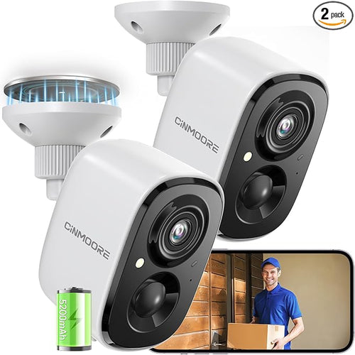 2 Pack 2.5K Security Camera Wireless Outdoor, 2.4G WiFi Battery Powered Outdoor by Unknown