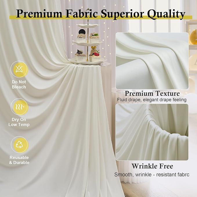 30ftx15ft Ivory Backdrop Curtains - Image 2