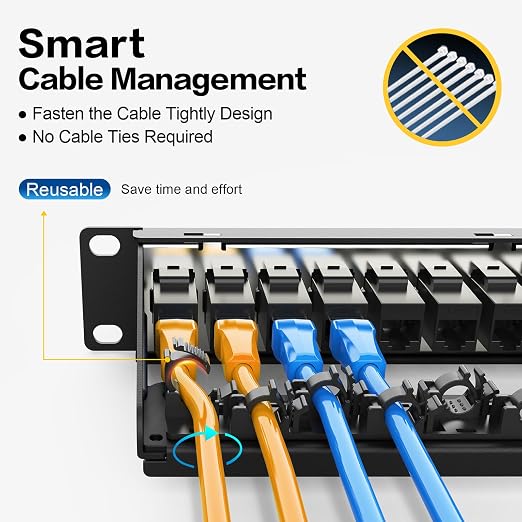 Patch Panel 24 Port with 24 Pcs Cat6 Keystone Jack【EC Listed】 UTP 10G Support - Image 3