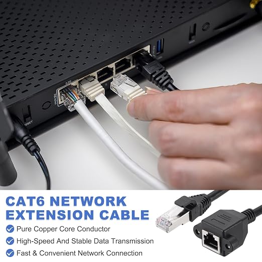 MECCANIXITY Cat6 Ethernet Extension Cable, 4.9Ft RJ45 Male to Female Screw - Image 3
