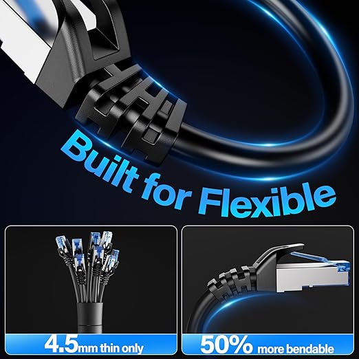 Cat6A Ethernet Cable Shielded 10Gbps 7 ft, Slim Shielded Ethernet Cable Cat 6 - Image 4