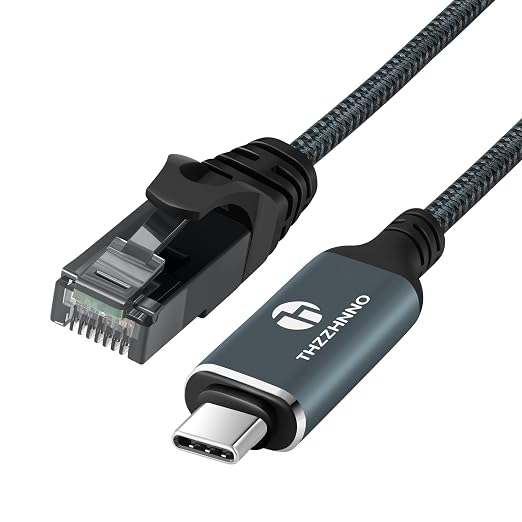 USB C to Ethernet Cable 10FT, Type C to RJ45 Gigabit LAN Network Cord, Directly by Thzzhnno