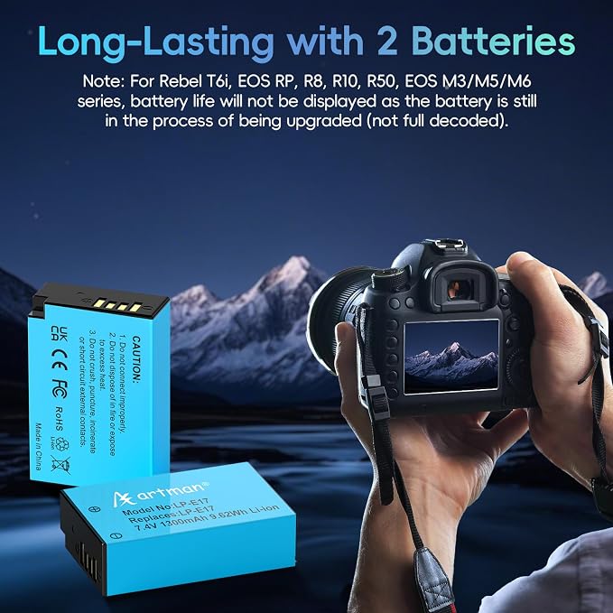 Artman LP-E17 Battery 2-Pack and Rapid Dual LP E17 Battery Charger - Image 7