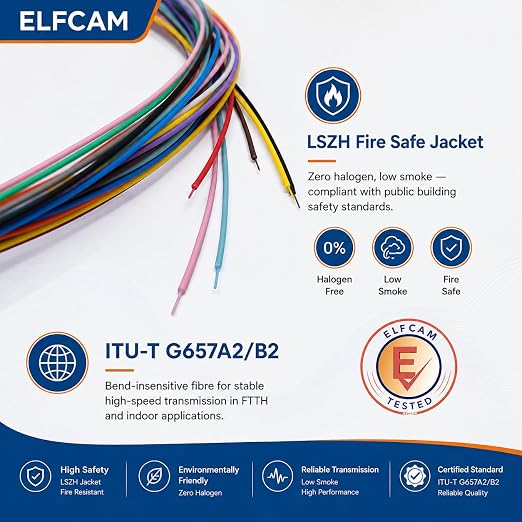 Elfcam® - 12-Fibre SCA Single-Mode Colour-Coded Fibre Optic Pigtail Without - Image 5