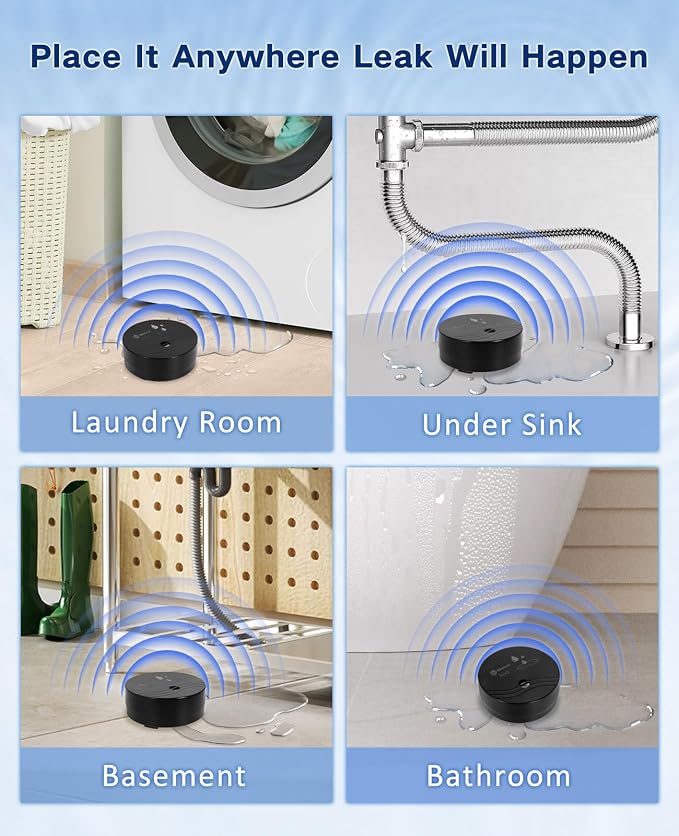 Geevon 4 Pack Water Leak Detectors, 100dB Water Sensor Alarms Flood Detector - Image 3