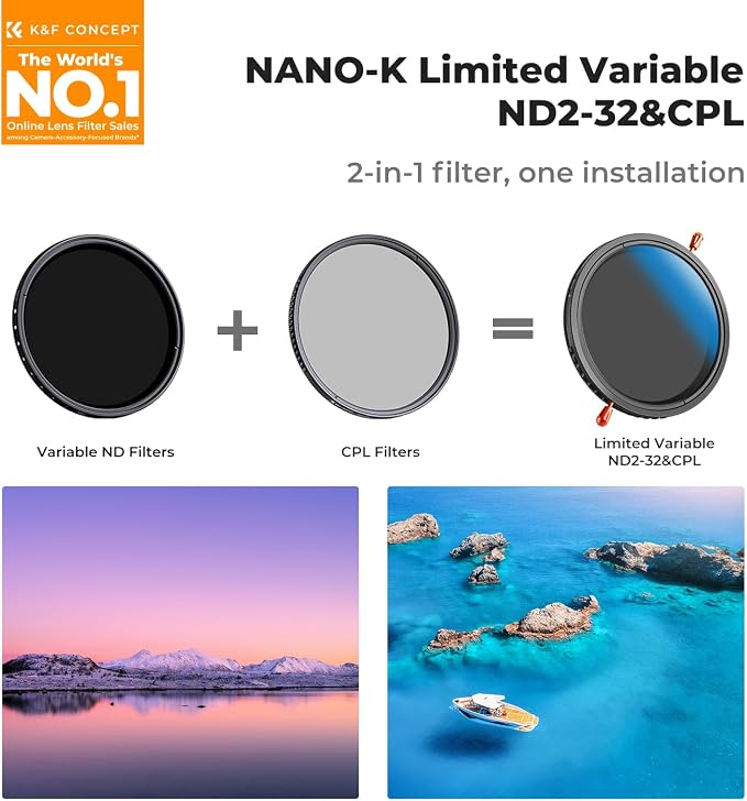 K&F CONCEPT 43mm Variable ND2-32 & Circular Polarizing Lens Filter in 1 - Image 2