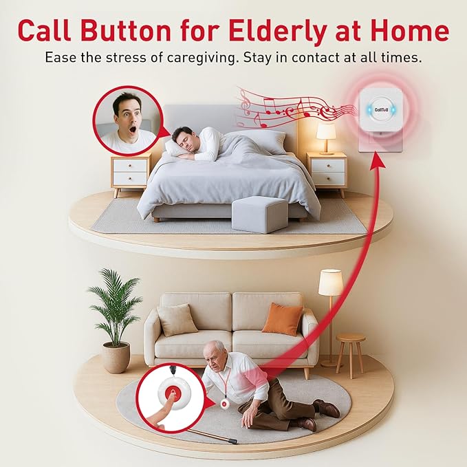 CallToU Wireless Caregiver Pager Smart Monitoring System Alert Buttons Hand - Image 9