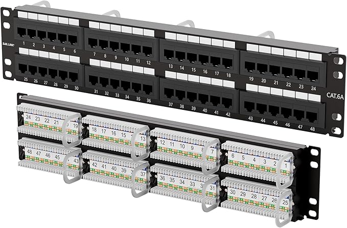 Iwillink 10Gbps Cat6A Patch Panel 48 Port, Network Patch Panel UTP 19-Inch by IWILLINK