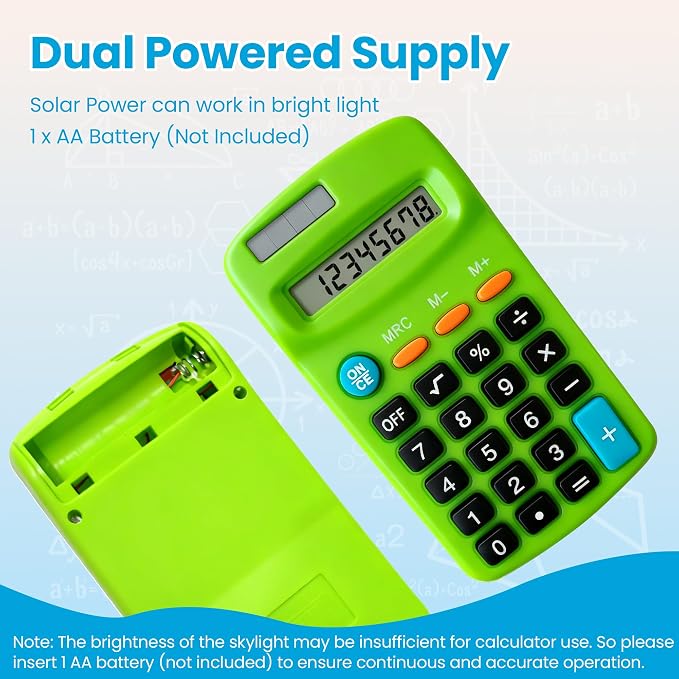12 Pack Small Calculator Bulk: 8 Digit Hand Held Basic Calculator Solar Battery - Image 4