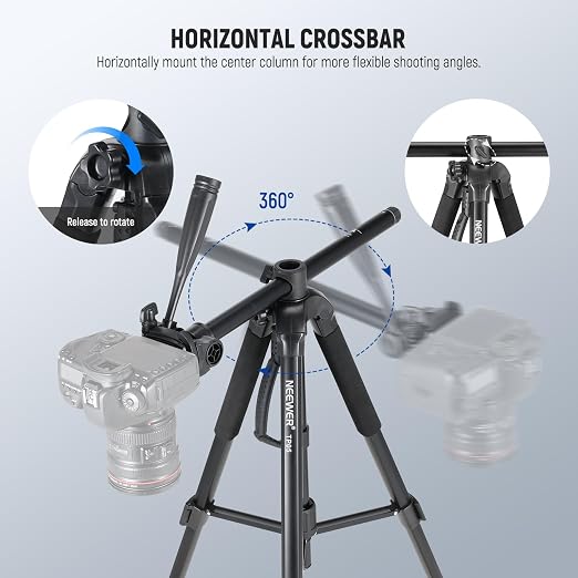 NEEWER Basics TP05 74" Video Tripod Monopod, 3 Way Pan Tilt Head Phone Holder - Image 5