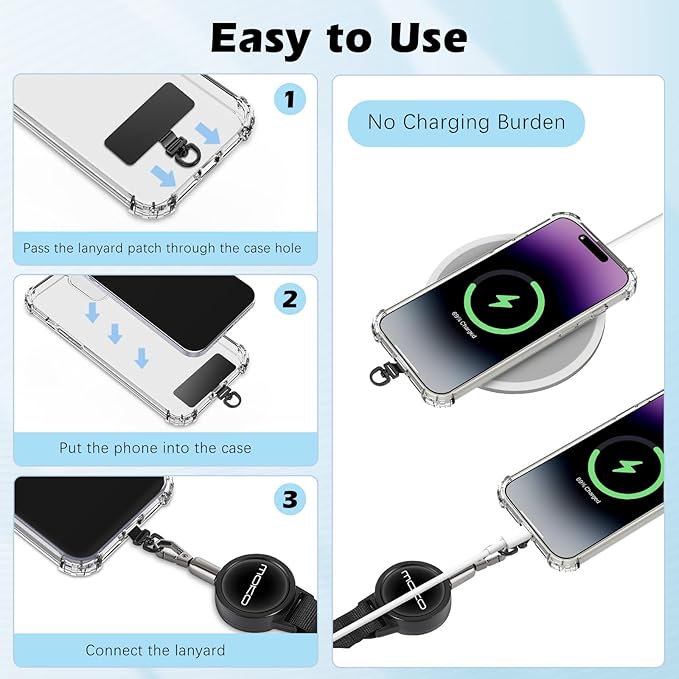 MoKo Anti-theft Phone Tether, Phone Lanyard & Keychain Retractable Steel Line - Image 5