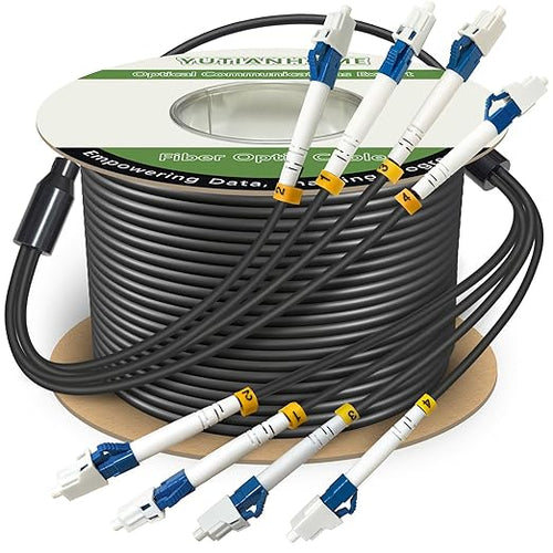 120ft 4 Core Industrial TPU LC to LC Outdoor Armored Fiber Optic Cable by YUTIANHOME