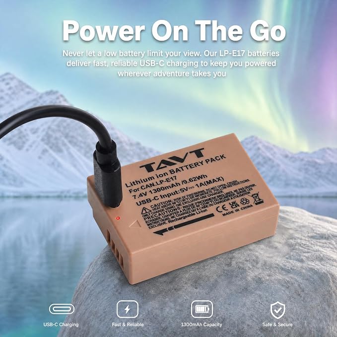 2-Pack LP-E17 Battery, USB-C R50 Battery Compatible - Image 3