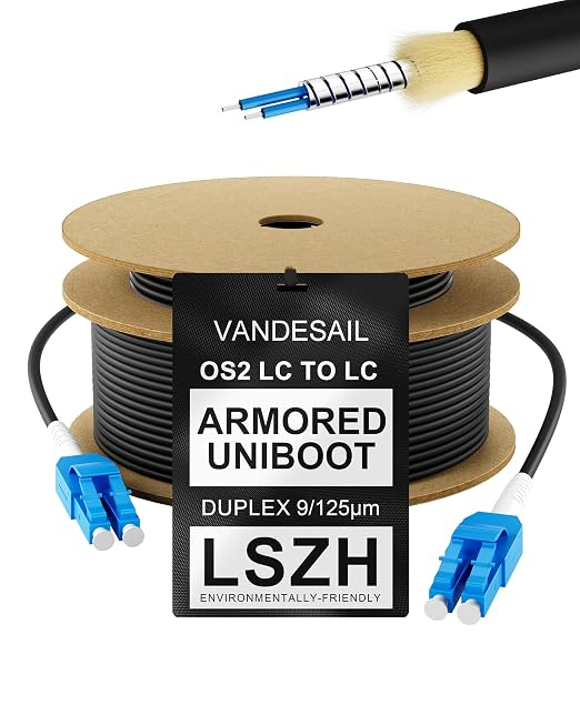 90M Uniboot LC to LC Single Mode Fiber Patch Cable，OS2 Outdoor Fiber Optic by VANDESAIL