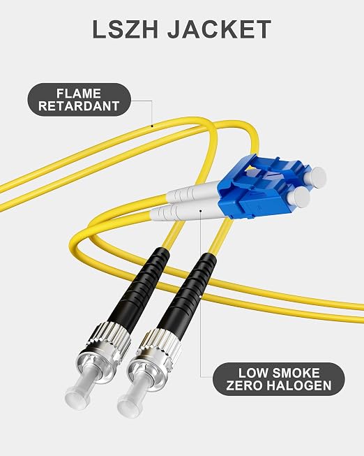 6 Pack 0.5M LC to ST Singlemode Fiber Patch Cable OS1, Single Mode Duplex Fiber - Image 3