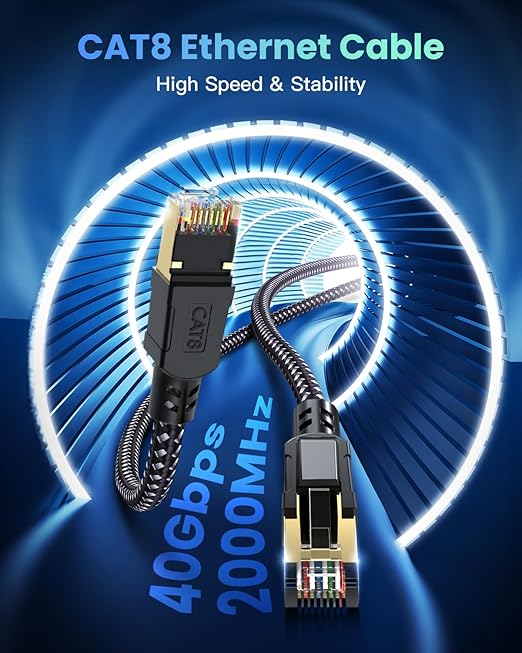 BUSOHE Cat 8 Ethernet Cable 20 FT, High Speed 40Gbps 2000Mhz Braided Network - Image 2