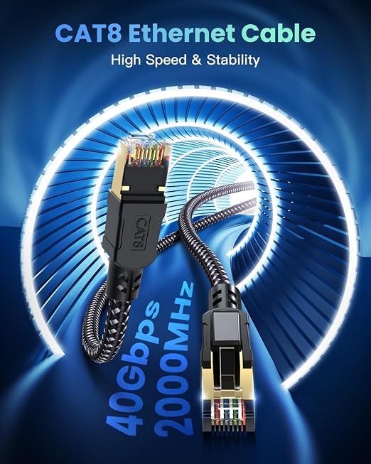 BUSOHE Cat 8 Ethernet Cable 15FT, High Speed 40Gbps 2000Mhz Braided Network - Image 2