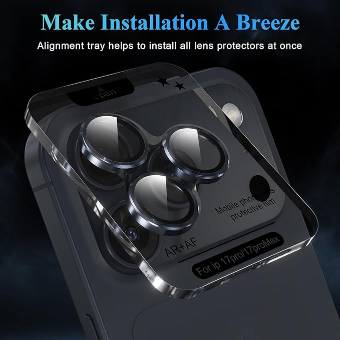 YWXTW Camera Lens Protector for iPhone 17 Pro/iPhone 17 Pro Max, Tempered Glass - Image 5