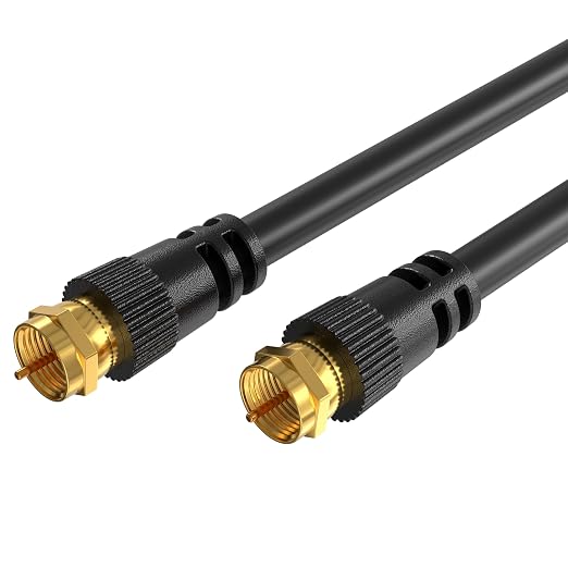 Cables Direct Online Pack of 2 x Coaxial Cables 75FT Black Coax RG6 Male F Type by CablesDirect