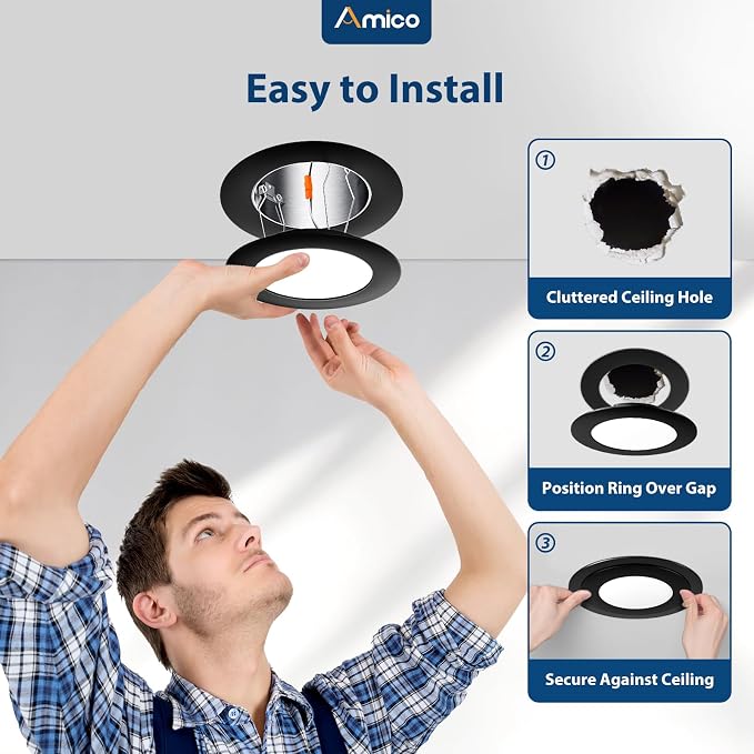 Amico 12 Pack Goof Rings for 6 Inch Recessed Lights, Can Light Trim Ring Cover - Image 4