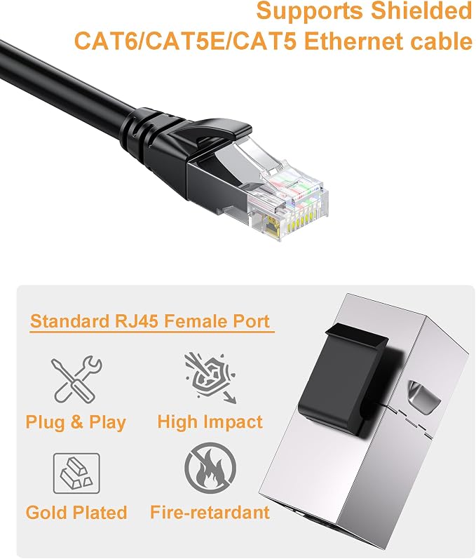 10 Pack Cat 6 Shielded Keystone Coupler, Cat6 Keystone Jacks Female to Female - Image 7