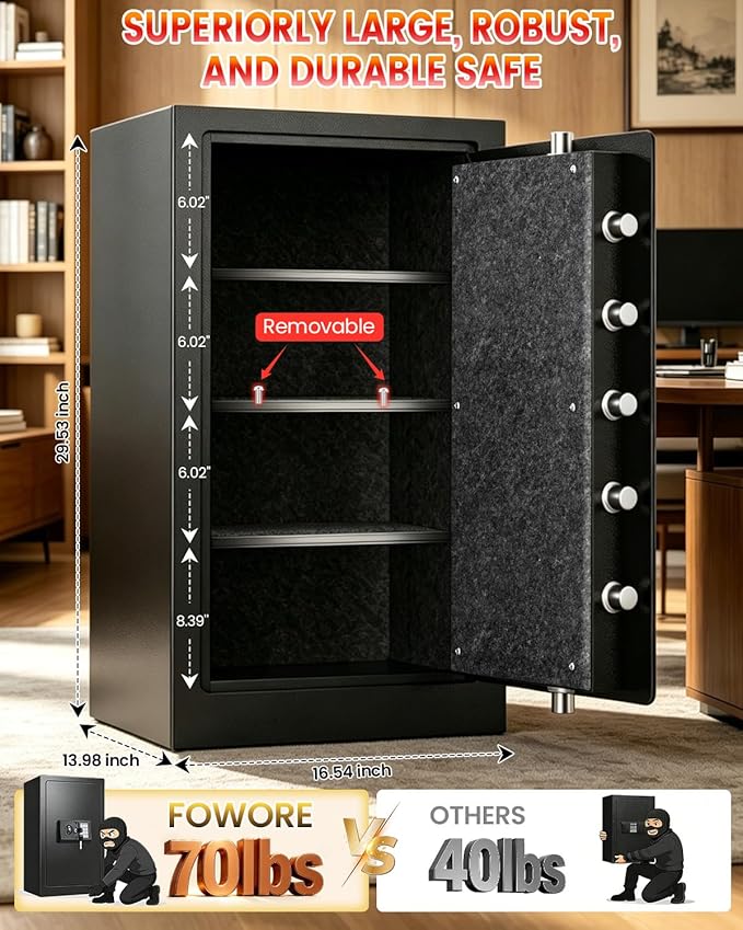 Fireproof Safe for Home, 7  Heavy Duty Fire Proof safes for Home Use - Image 5
