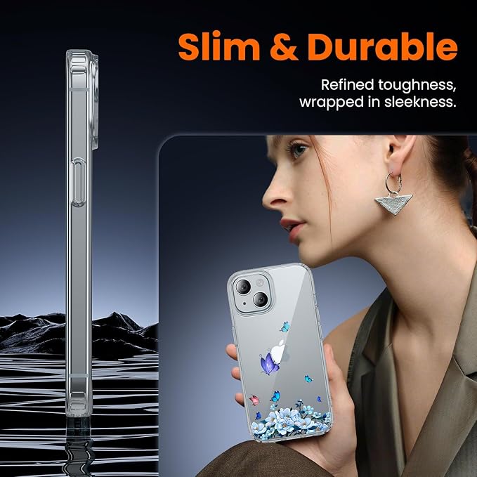 toushion 3 in 1 for iPhone 15 Plus Case Clear Printed Design | - Image 5