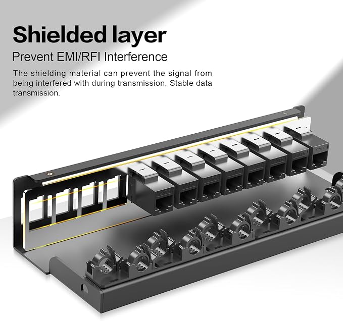 Patch Panel 12 Port with 12pcs Cat6 Keystone Jack【EC Listed】 Unshielded No Rust - Image 4