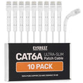 Everest Ultra Slim Cat6a Ethernet Patch Cables 1ft White by EverestMediaSolutions