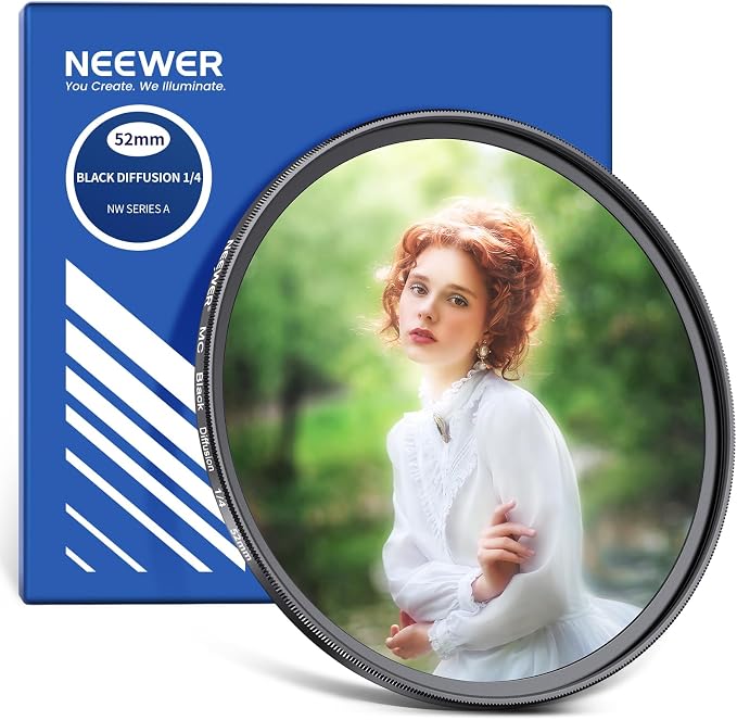 NEEWER 52mm Black Diffusion 1/4 Filter Dreamy Soft Cinematic Effect Filter by Neewer