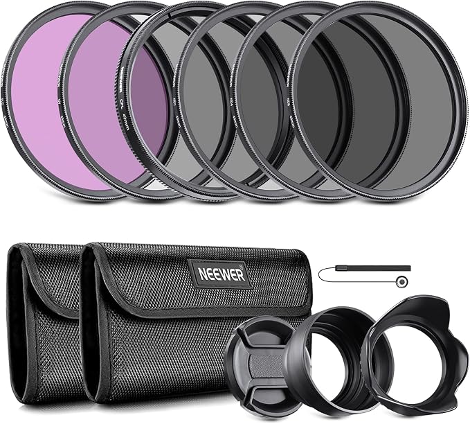 Neewer 49mm ND Lens Filter Kit: UV, Lens Hood and Lens Cap Compatible by Neewer