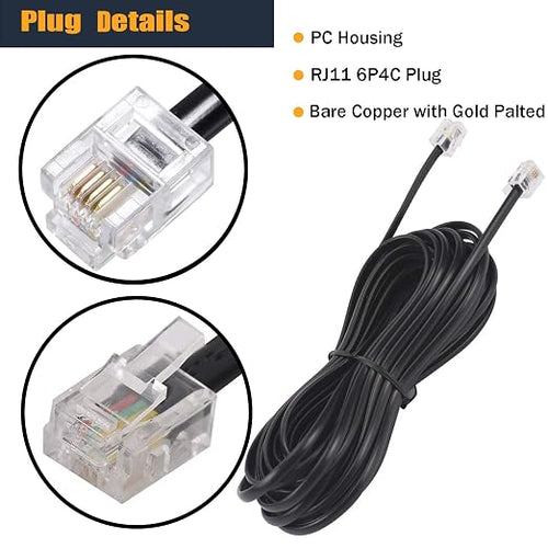15FT Telephone Extension Cord Cable, Landline Phone Line Wire - Image 2