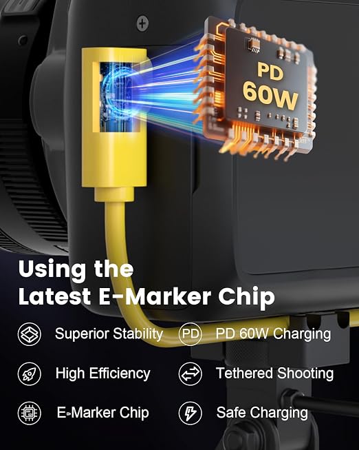 Fiber Optic USB C Tethering Cable 30FT, Right Angle 10Gbps USB 3.2 Gen 2 - Image 3