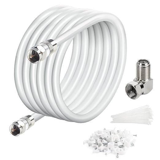 Elecan 15 Ft RG6 Coaxial Coax Cable Connectors Set, Quad Shielded High-Speed by Elecan