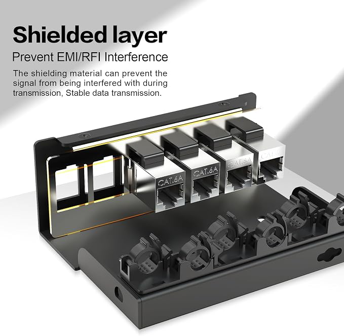 Patch Panel 6 Port with 6pcs Cat6A Keystone Jack【EC Listed】 Shielded No Rust - Image 4