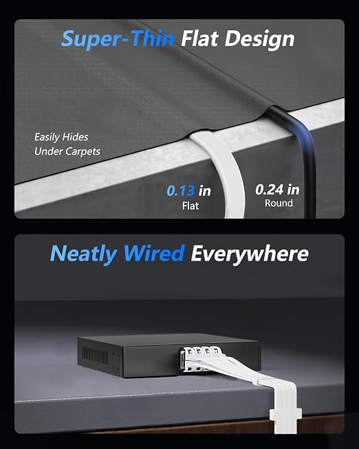 BUSOHE Cat 8 Ethernet Cable 100 FT, 40Gbps 2000Mhz High Speed Flat Cat8 Cable - Image 5