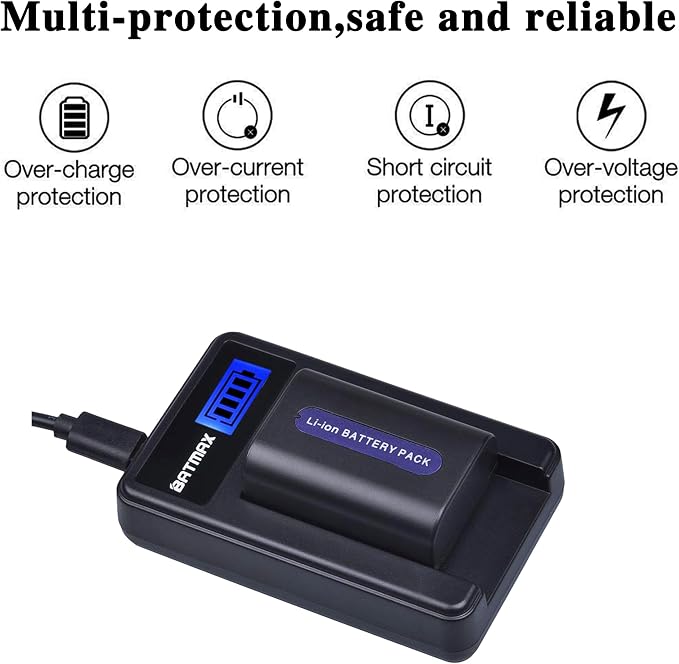 Batmax 2Packs NP-FH50 Battery + LCD USB Charger - Image 3