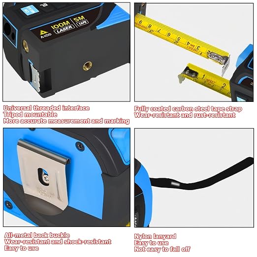 tape measure 4-in-1 laser Digital Measuring Tape & 80m/262ft Laser Distance - Image 8