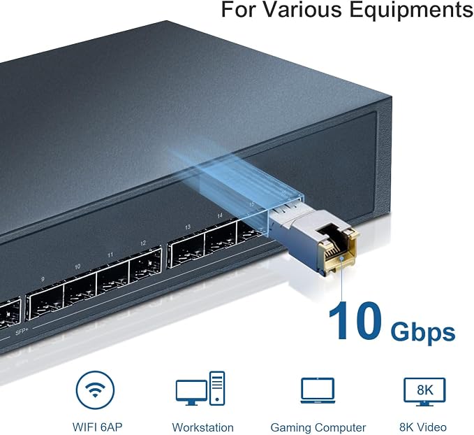10G SFP to RJ45, 10GBASE-T Transceiver, 10Gbe T, 10G Copper SFP+ RJ-45 - Image 3