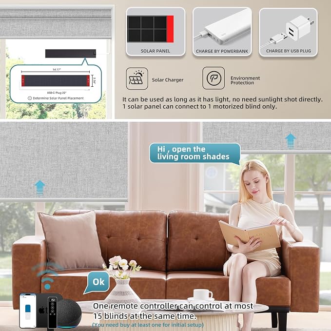 SmartWings Motorized Blinds Dual-Sided Cordless Smart Blackout Shades, Custom - Image 2