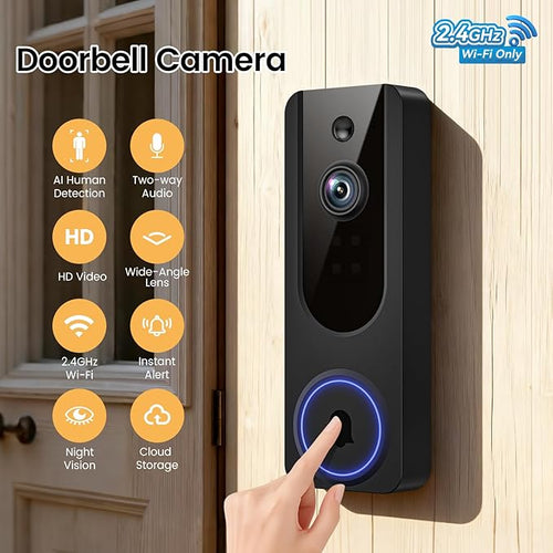 1080p WiFi Video Doorbell Camera Wireless, Battery Powered, AI Human and Motion - Image 2